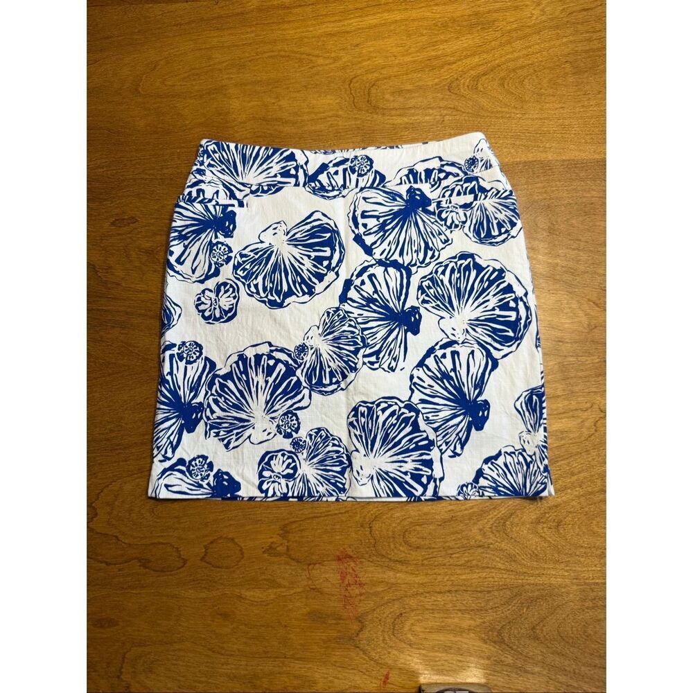 Chico's Women's Brigitte Seashell Motif Pull On Skort Blue White Size 2 Large